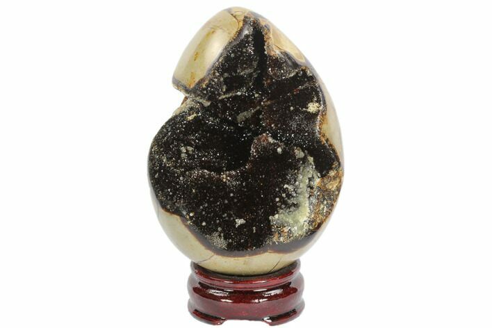 Septarian Dragon Egg Geode - Black Crystals #123018
